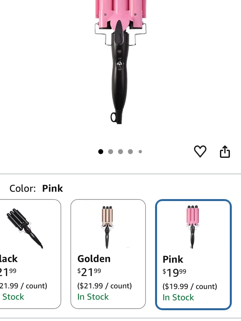 Amazon Pink Triple Barrel Hair Waver Styling Tool